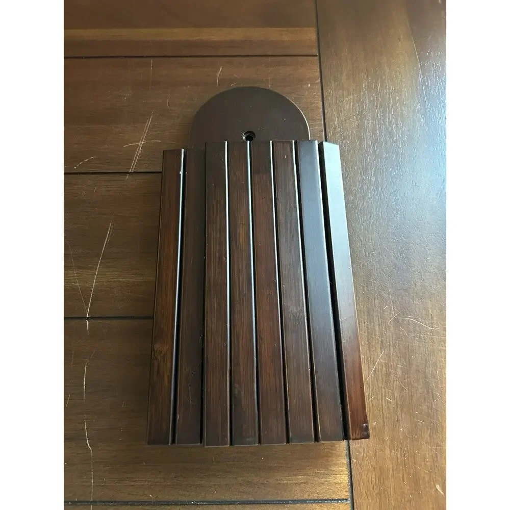 Bamboo Couch Cup Holder Tray Flexible Armrest Sofa Table Dark Brown